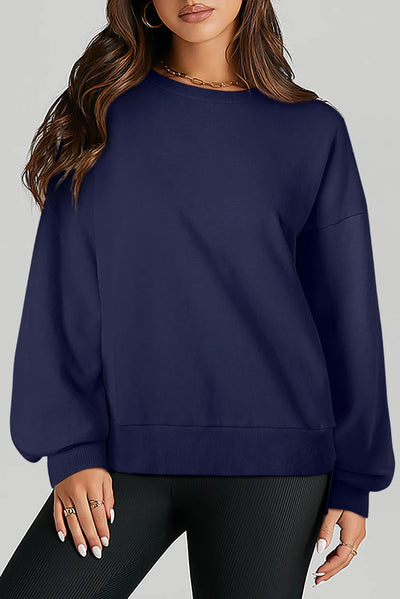 Explore More Collection - High-Low Round Neck Long Sleeve Sweatshirt