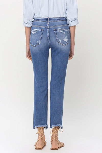 Explore More Collection - Lovervet High Rise Raw Hem Straight Jeans