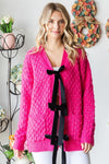 Explore More Collection - First Love Tie Closure Open Knit Cardigan