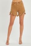 Explore More Collection - RISEN High Waist Frayed Hem Denim Shorts