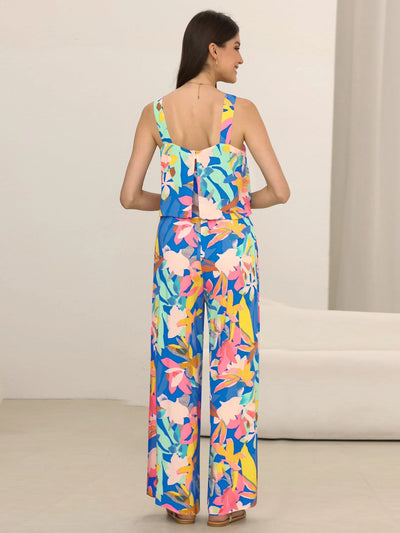 Explore More Collection - Printed Wide Strap Top and Pants Set