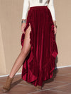 Explore More Collection - Slit Ruffled Wide Leg Pants