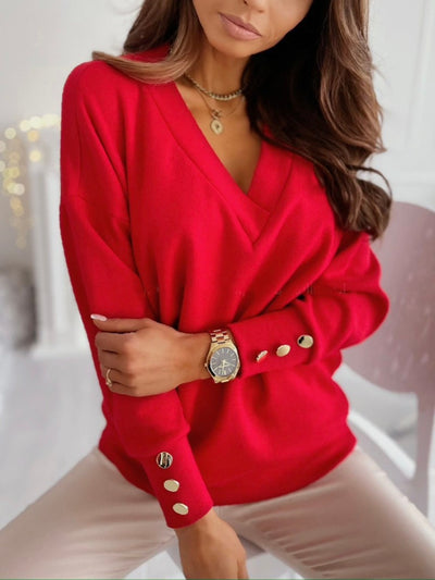 Explore More Collection Doorbuster - V-Neck Long Sleeve Sweatshirt