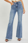 Explore More Collection - RISEN Full Size High Waist Raw Hem Flare Jeans