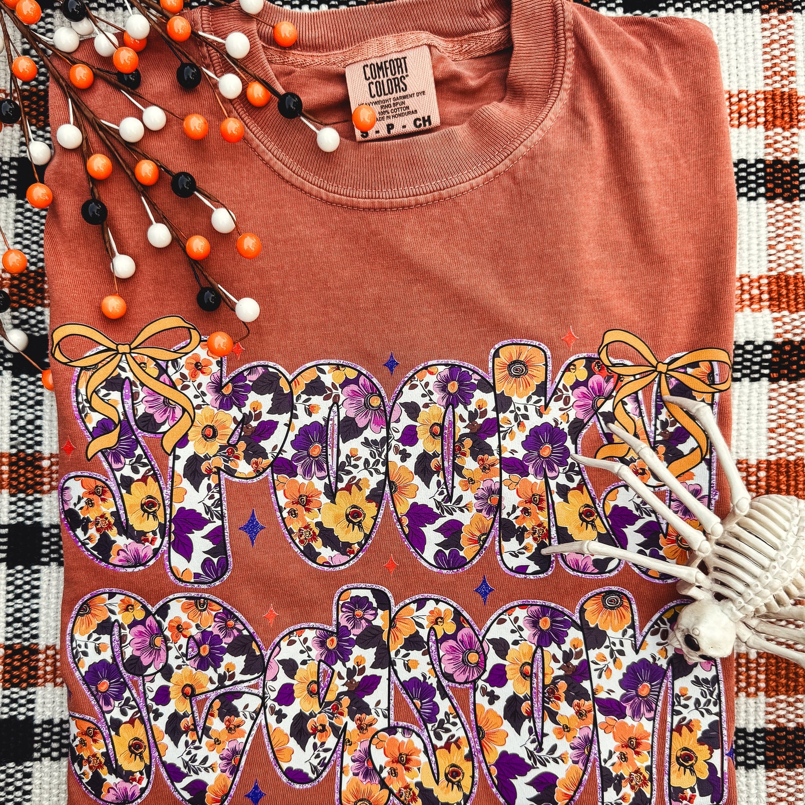 Explore More Collection - Floral Spooky Season Words Soft Graphic Tee