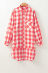 Explore More Collection - Plaid Collared Neck Long Sleeve Shirt Dress