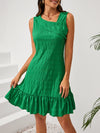 Explore More Collection - Ruffle Hem Asymmetrical Neck Sleeveless Dress