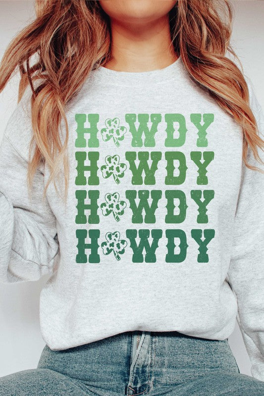 Explore More Collection - Lucky Clover Howdy Graphic Sweatshirt