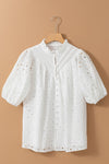 Explore More Collection - Eyelet Button Up Half Sleeve Blouse