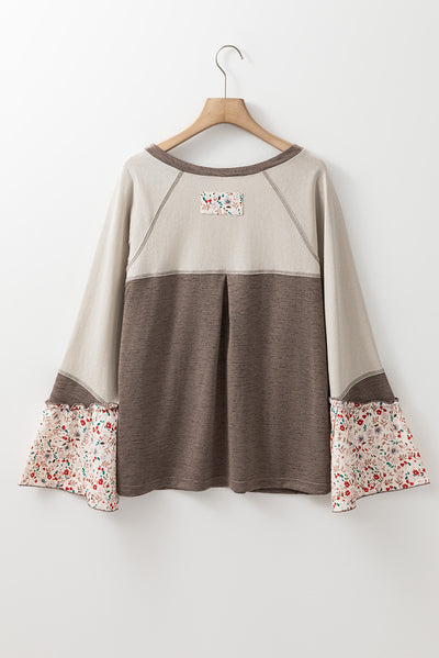 Explore More Collection - Floral Half Button Long Sleeve T-Shirt