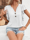 Explore More Collection - Full Size Ruffled Notched Cap Sleeve T-Shirt