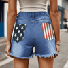 Explore More Collection - US Flag Distressed Denim Shorts