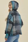 Explore More Collection - Double Take Full Size Plaid Dropped Shoulder Hoodie