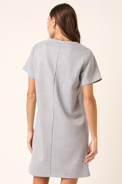 Explore More Collection - Mittoshop Suede Short Sleeve Mini Dress