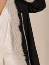 Explore More Collection - Plus Size Fuzzy Trim Open Front Long Sleeve Hooded Coat