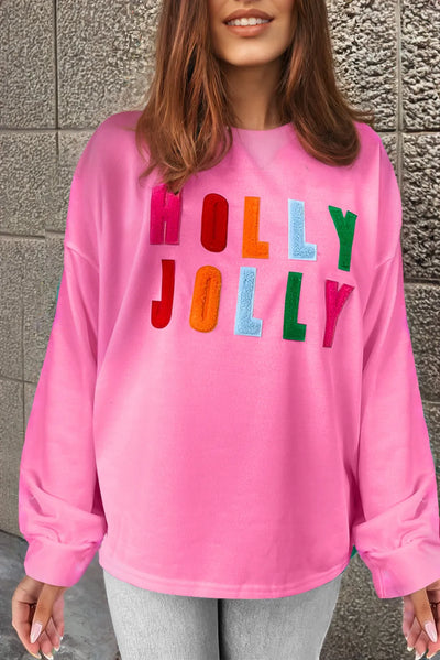 Explore More Collection - HOLLY JOLLY Round Neck Long Sleeve Top