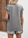 Explore More Collection - Full Size Ruffled Notched Cap Sleeve T-Shirt