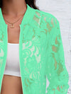 Explore More Collection - Sheer Lace Zip Up Long Sleeve Jacket