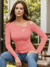 Explore More Collection - Cutout Asymmetrical Neck Long Sleeve T-Shirt