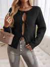 Explore More Collection - Devine Tied Round Neck Dropped Shoulder Cardigan