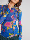 Explore More Collection - Floral Mock Neck Long Sleeve Top