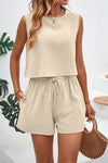 Explore More Collection - Round Neck Top and Drawstring Shorts Set