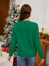 Explore More Collection - Sequin Candy Cane Round Neck Long Sleeve Sweater