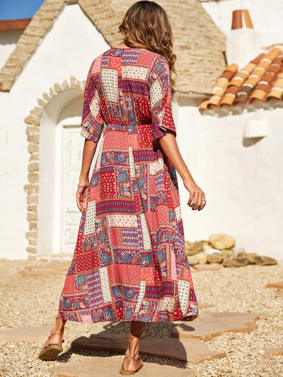 Explore More Collection - Printed Half Sleeve Midi Dress