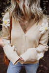 Explore More Collection - Flower Dropped Shoulder Long Sleeve Cardigan