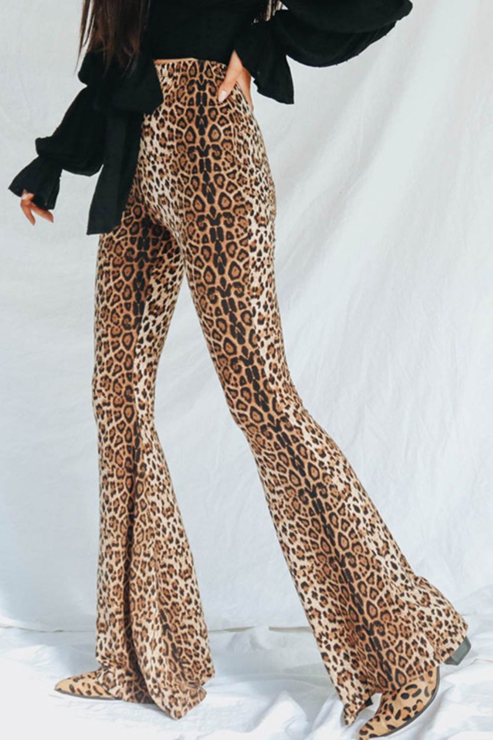 Explore More Collection - Leopard Print Flare Leg Pants