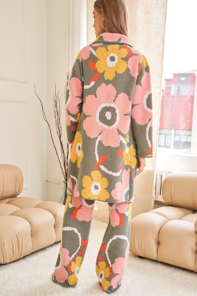 Explore More Collection - Flower Printed Casual Cozy Full Long Wide Pants