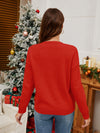 Explore More Collection - Sequin Candy Cane Round Neck Long Sleeve Sweater