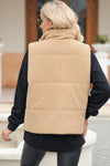 Explore More Collection - Pocketed Zip Up Turtleneck Vest Coat