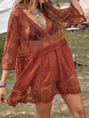 Explore More Collection - Lace Detail Plunge Cover-Up Dress