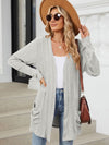 Explore More Collection - Pocketed Open Front Long Sleeve Cardigan