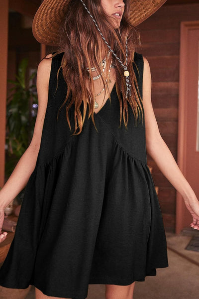 Explore More Collection - Plunge Wide Strap Mini Tank Dress