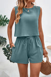 Explore More Collection - Round Neck Top and Drawstring Shorts Set