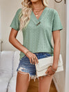 Explore More Collection - Eyelet V-Neck Short Sleeve Top