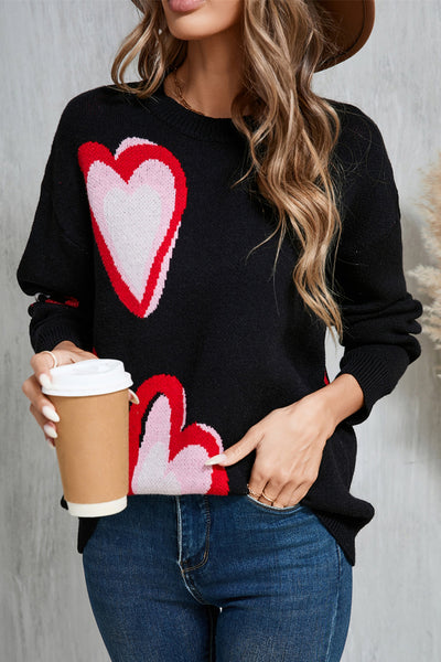 Explore More Collection - Angel Wings Heart Round Neck Long Sleeve Sweater