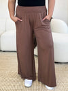 Explore More Collection - Double Take Full Size Smocked Wide Waistband Wide Leg Pants