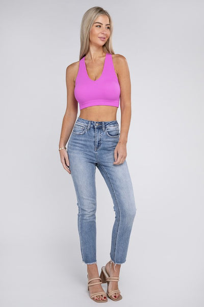 Explore More Collection - Ribbed Cropped Racerback Tank Top