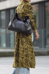 Explore More Collection - Leopard Collared Neck Long Sleeve Trench Coat