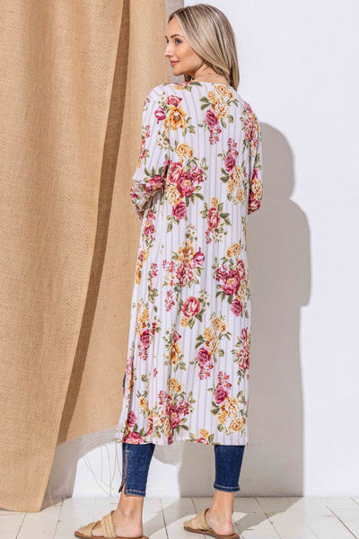 Explore More Collection - And The Why Floral Kimono Open Front Longline Cardigan