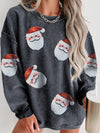 Explore More Collection - Sequin Santa Patch Ribbed Sweatshirt