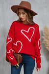 Explore More Collection - Angel Wings Heart Dropped Shoulder Long Sleeve Sweater