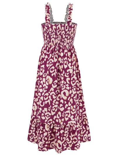 Explore More Collection - Smocked Printed Square Neck Sleeveless Dress