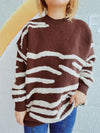 Explore More Collection - Contrast Round Neck Long Sleeve Sweater