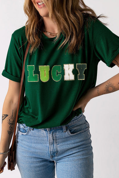 Explore More Collection - LUCKY Round Neck Short Sleeve T-Shirt