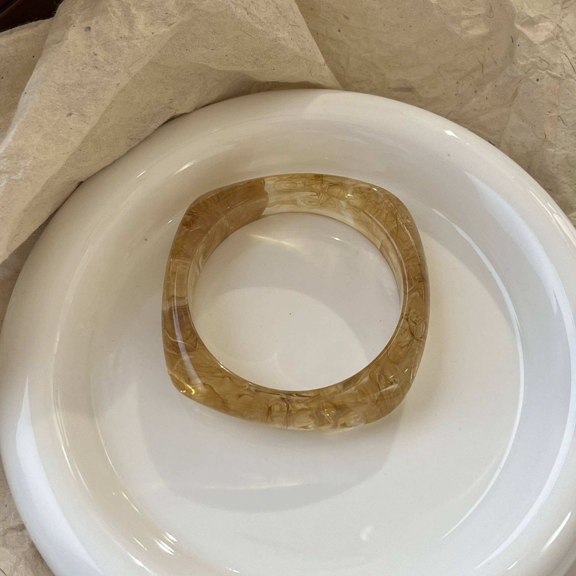 Geometric Polygon Irregular Acrylic Bracelets Light Yellow