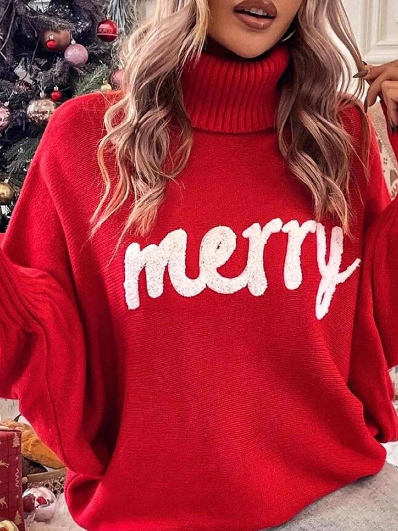 Christmas Letter Turtleneck Sweater